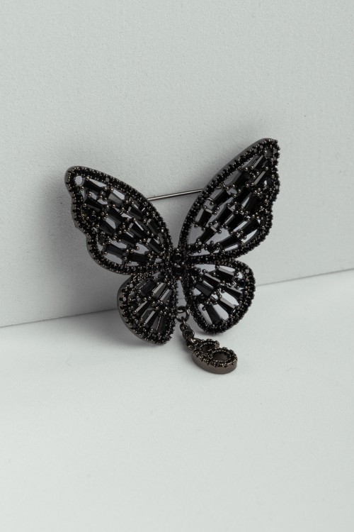 Sixdo Black Butterfly & Six Brooch